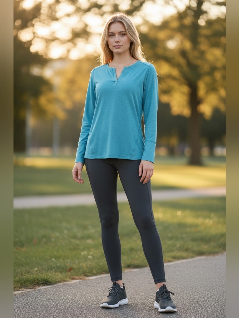 Eddie Bauer Women's Blue Pullover V-Neck Long Sleeves Top Lightly Ribbed M